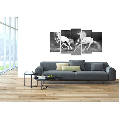 Tableau Cheval Camarguais Noir Et Blanc 150x80cm