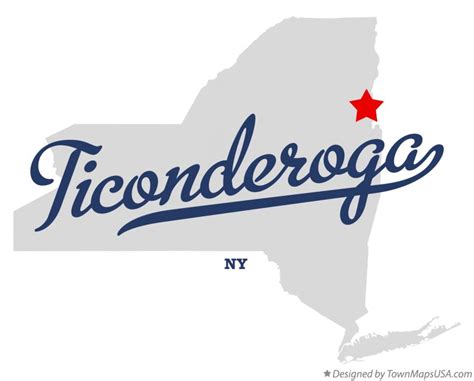 Map of Ticonderoga, NY, New York