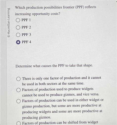 Solved Which Production Possibilities Frontier Ppf