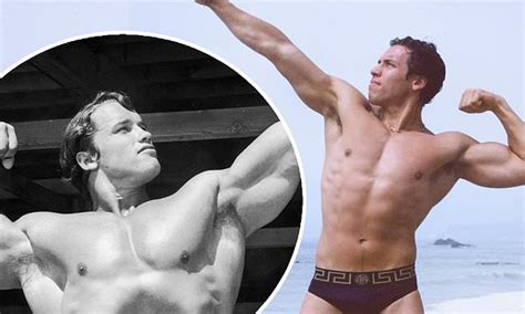 Joseph Baena Strikes One Of His Dad Arnold Schwarzenegger S Classic Bodybuilder Poses While