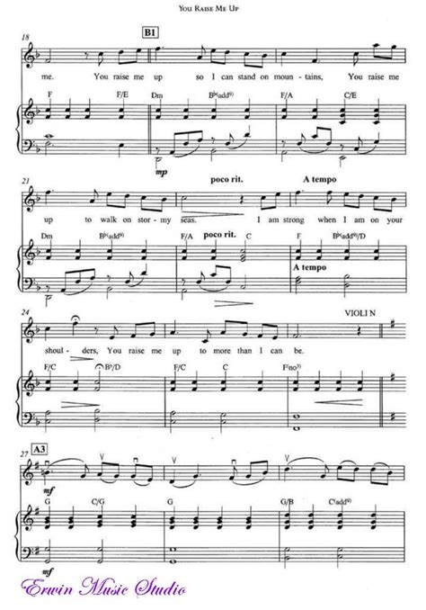 You Raise Me Up Piano Violin You Raise Me Up Violin Sheet Music