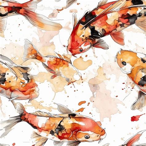 Uma Pintura Em Aquarela De Um Peixe Koi Foto Premium