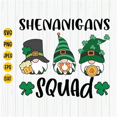 Shenanigans Squad Svg St Patricks Day Gnome Svg Irish Shamrock Svg