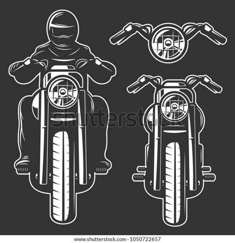 Motorcycle Chopper Front Motorcycle Driver Monochrome Stock Vector Royalty Free 1050722657