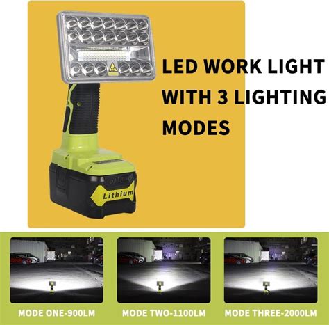 W Lm Led Work Light For Ryobi One V Li Ion Ni Cad Ni Mh