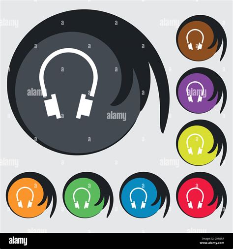 Headsets Icon Sign Symbol On Eight Colored Buttons Vector Stock