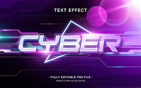 Efeito de texto neon em estilo cibernético PSD Premium