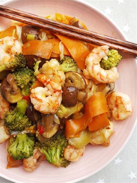 Me Gusta Comer Sano WOK DE VERDURAS CON GAMBAS Y NOODLES DE ARROZ