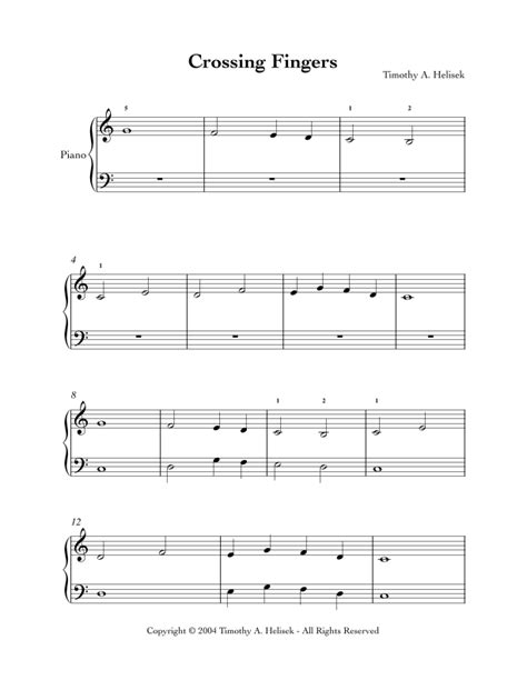 Crossing Fingers Sheet Music Timothy A Helisek Piano Solo