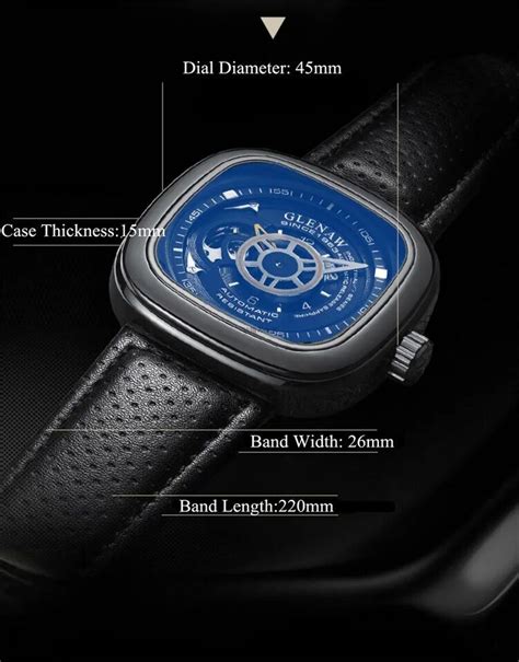 Glenaw New Luxury Mechanical Watch For Men Breathable Leather Automatic