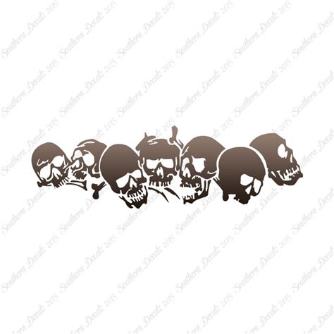 Row Of Skulls Vinyl Decal Sticker Multiple Patterns Sizes