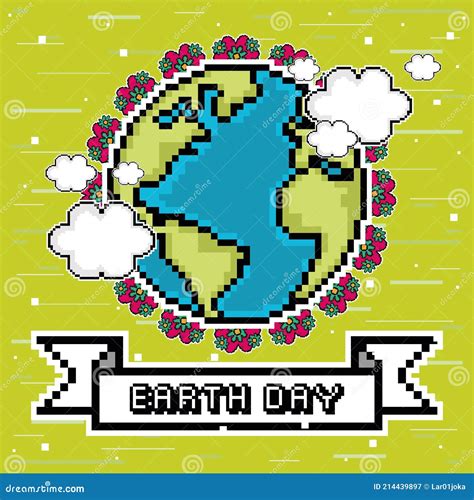 Earth Day Pixel Art Stock Vector Illustration Of Earth