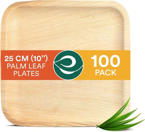 ECO SOUL Compostable 25cm Square Palm Leaf Plates Pack Of 100