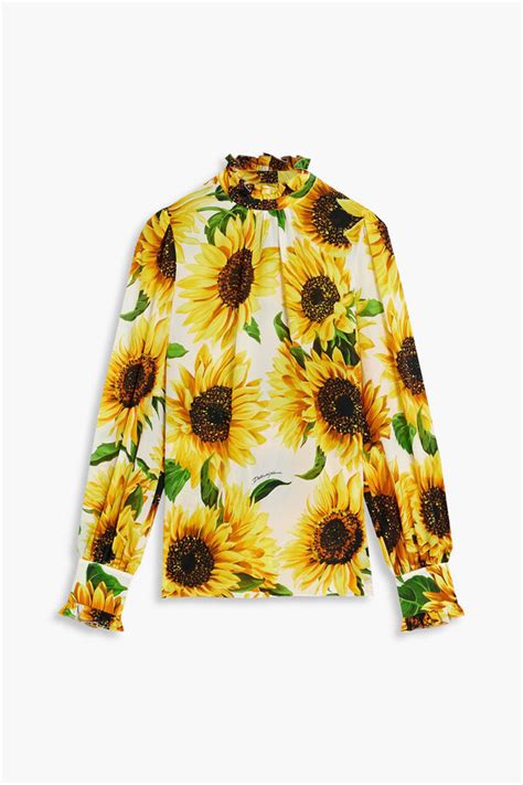 Dolce Gabbana Gathered Floral Print Silk Crepe Blouse Shopstyle