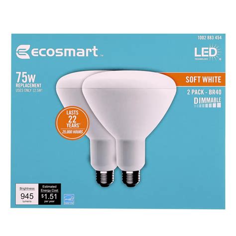 Ecosmart Watt Equivalent Br Dimmable Energy Star Led Light Bulb