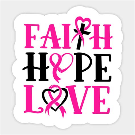 Faith Hope Love Breast Cancer Awareness Cross Pink Ribbon Women Faith