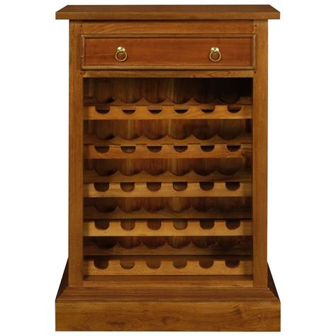 Boku Mahogany Timber Slim Wine Rack With Drawer Light Pecan