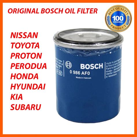 100 Original Bosch Oil Filter Proton Toyota Honda Perodua