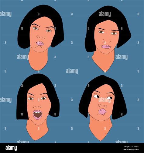 Face Expressions Woman Vector Illustrations Stock Vector Image And Art