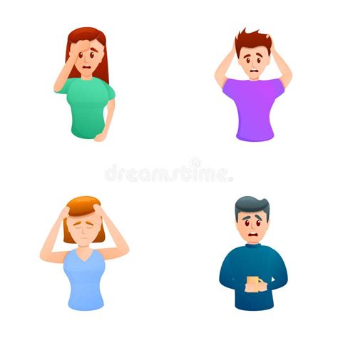 Human Emotion Icons Set Cartoon Vector People With Emotion Of