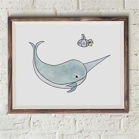 Narwhal Nursery Art Christmas Narwhal T Nursery Decor Etsy