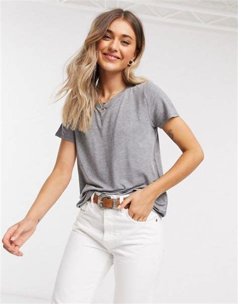 Hollister Crew Neck T Shirt In Grey ASOS Hollister Neck T Shirt