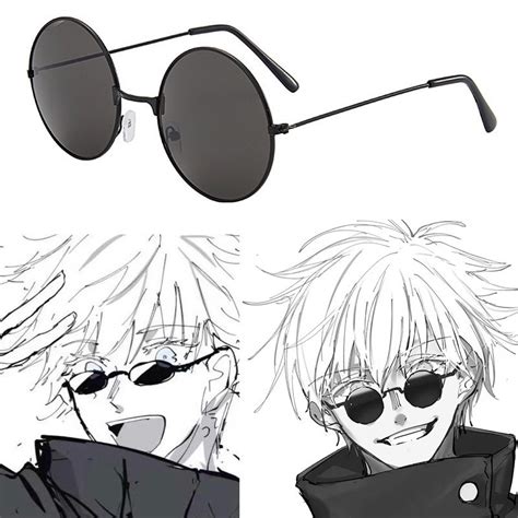 Black Round Frame Eyewear Sunglasses Jujutsu Kaisen Gojo Satoru Black Glasses Cosplay