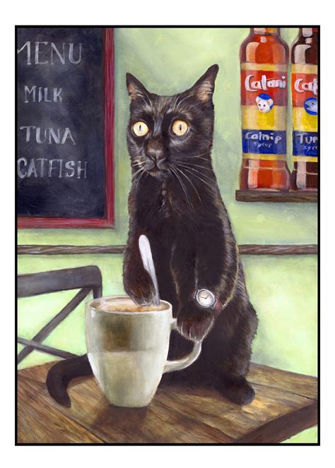 Coffee Cat Art Print - Etsy