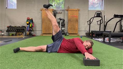 Side Lying Straight Leg Hip Circles With Yoga Block Push Youtube