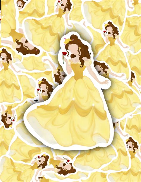 Belle Sticker Princess Disney Waterproof Decal Etsy