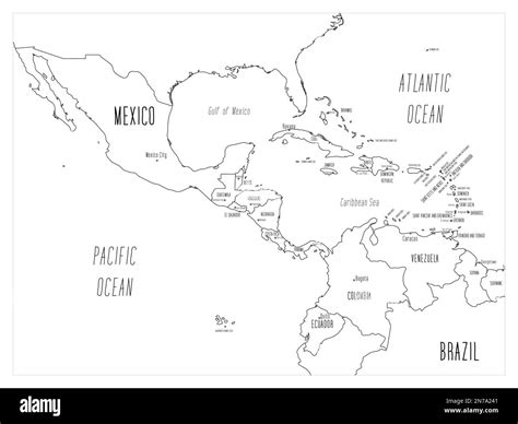 Carte politique de l Amérique centrale et des Caraïbes Carte illustrée