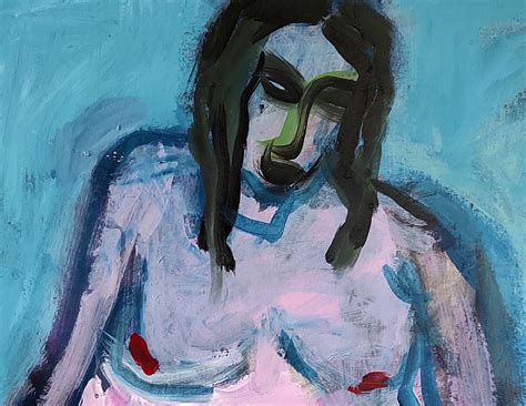 Barbara Kroll Sitting Nude With A White Towel Painting Acrylic On Paper For Sale At StDibs