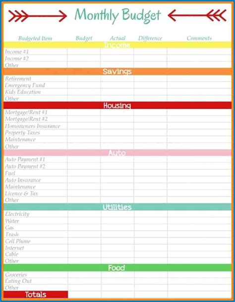 √ Free Printable Excel Budget Calendar Template