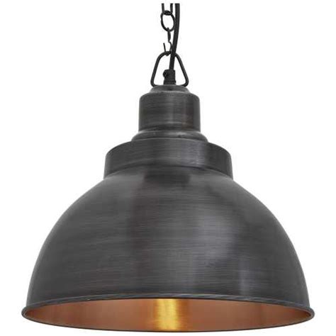 Industville Brooklyn Dome Pendant Light With Chain Inch Pewter