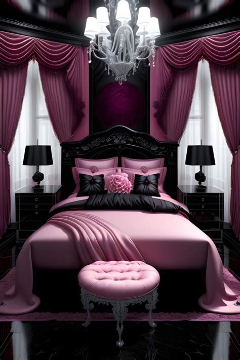 Pink & black gothic glam luxurious fantasy bedroom | Colorful bedroom ...