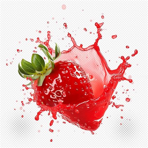 Premium PSD Strawberry Juice Splash Transparent Background