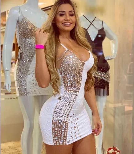 Vestido Pedraria Luxo Bordado Sexy Panicat Decote Parcelamento Sem Juros