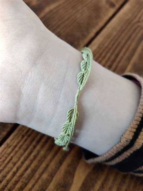 Leaf Macrame Knotted Bracelet Etsy