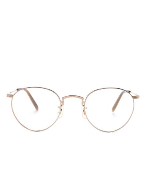 Oliver Peoples Round Frame Titanium Glasses Gold FARFETCH AU