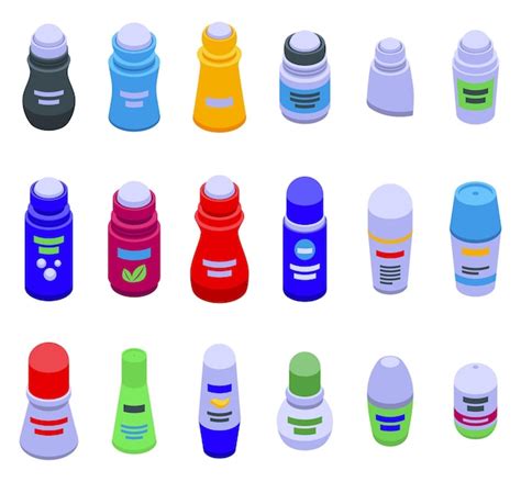 Premium Vector Rollon Deodorant Icons Set Isometric Vector Spa Skin