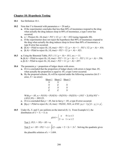 Chapter 10 Hypothesis Testing