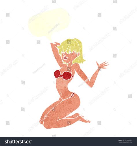 Cartoon Sexy Bikini Girl Speech Bubble Stock Vector Royalty Free 247876633