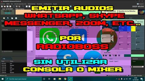 EMITIR AUDIOS DE WHATSAPP MESSENGER SKYPE ETC POR RADIOBOSS SIN