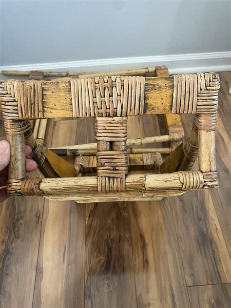 Vintage Bamboo Serving Tray Folding Stand Butler Table Ebay