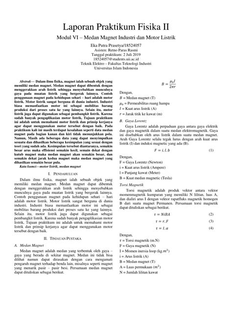 PDF Laporan Praktikum Fisika II Modul VI Medan Magnet Industri Dan