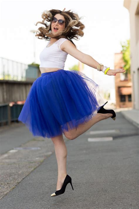 Jupe En Tulle Bleu Cobalt En Longueur De Genou Midi Royal Neon Etsy