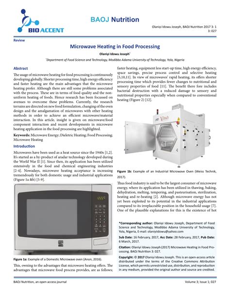 PDF Microwave Heating In Food Processing