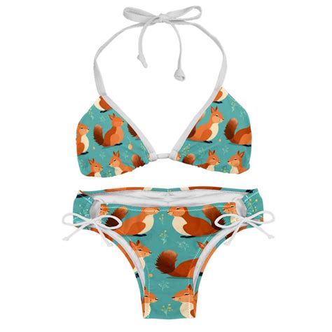 Squirrel Women S Swimsuit Bikini Set Detachable Sponge Adjustable