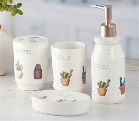 Buy Nature Botanical Modern Ceramic Bathroom Accessories Set Of 4 At