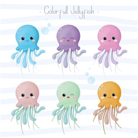 Premium Vector Colorfull Jellyfish Watercolor